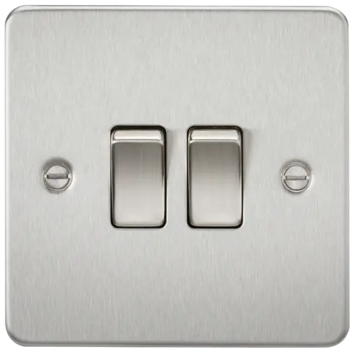 ML Flat Plate 2 Gang Switch in Brushed Chrome ML Knightsbridge