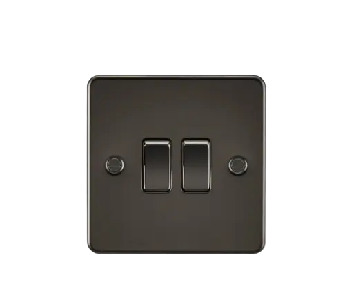 ML Flat Plate 10AX 2 Gang 2-way switch - Gunmetal ML Knightsbridge