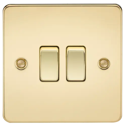ML Flat Plate 10AX 2 Gang 2-way switch - Polished Brass ML Knightsbridge