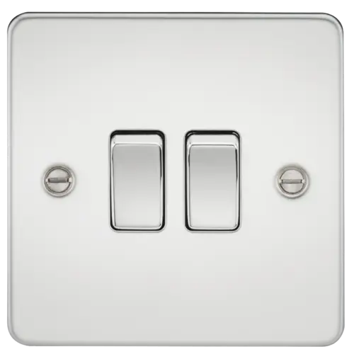 ML Flat Plate 10AX 2 Gang 2-way Switch - Polished Chrome ML Knightsbridge
