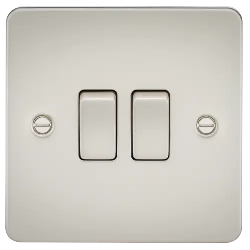 ML Flat Plate 10AX 2 Gang 2-way switch - Pearl ML Knightsbridge