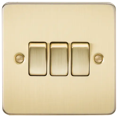 ML Flat Plate 10AX 3 Gang 2- way switch - Brushed Brass ML Knightsbridge
