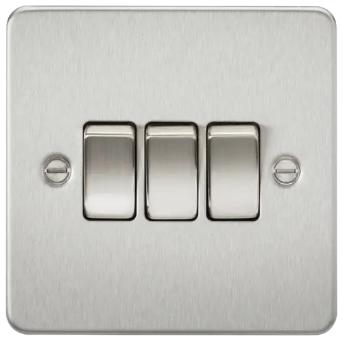 ML Flat Plate 3 Gang Switch in Brushed Chrome ML Knightsbridge