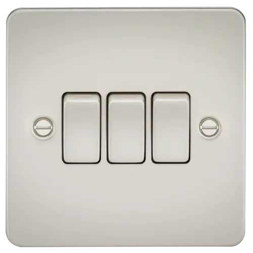 ML Flat Plate 10AX 3 Gang 2- way switch - Pearl ML Knightsbridge