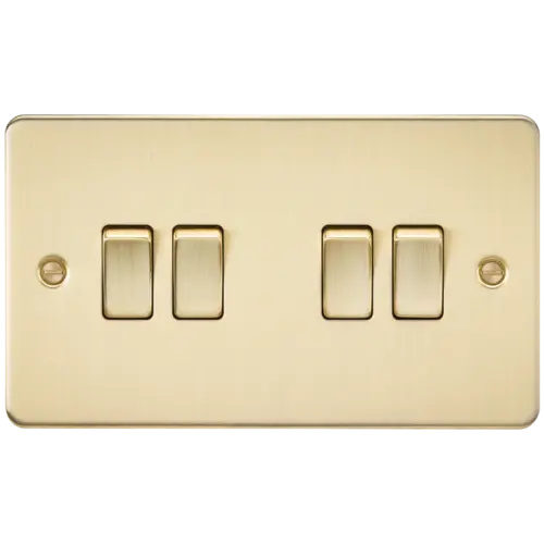 ML Flat Plate 10AX 4 Gang 2-way switch - Brushed Brass ML Knightsbridge