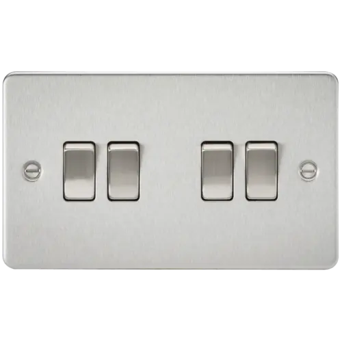 ML Flat Plate 4 Gang Switch in Brushed Chrome ML Knightsbridge