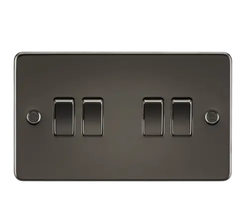 ML Flat Plate 10AX 4 Gang 2-way switch - Gunmetal ML Knightsbridge
