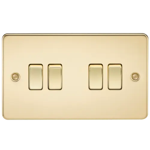 ML Flat Plate 10AX 4 Gang 2-way switch - Polished Brass ML Knightsbridge