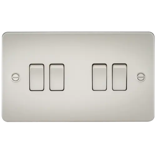 ML Flat Plate 10AX 4 Gang 2-way switch - Pearl ML Knightsbridge