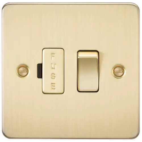 ML Flat Plate 13A Switched Fused Spur Unit - Brushed Brass ML Knightsbridge