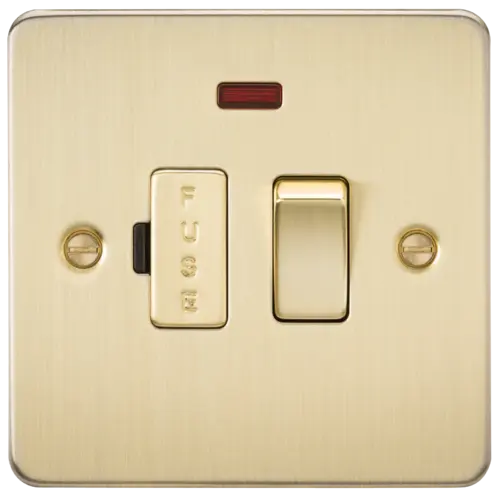 ML Flat Plate 13 Amp Switched Fused Spur Unit with Neon - Brushed Brass ML Knightsbridge