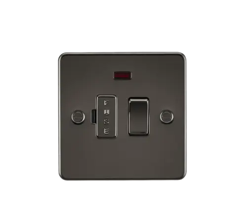 ML Flat Plate 13 Amp Switched Fused Spur Unit with Neon - Gunmetal ML Knightsbridge