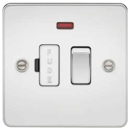 ML Flat Plate 13A Switched Fused Spur Unit With Neon - Polished Chrome ML Knightsbridge