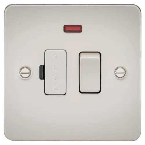 ML Flat Plate 13 Amp Switched Fused Spur Unit with Neon - Pearl ML Knightsbridge