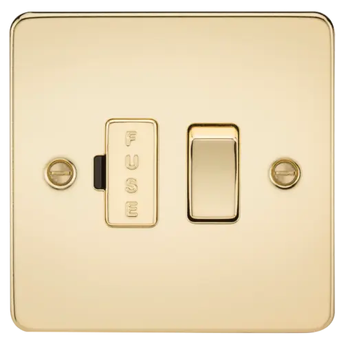 ML Flat Plate 13A Switched Fused Spur Unit - Polished Brass ML Knightsbridge