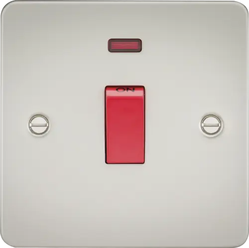 ML Flat Plate 45 Amp 1 Gang Double Pole Switch with Neon - Pearl ML Knightsbridge