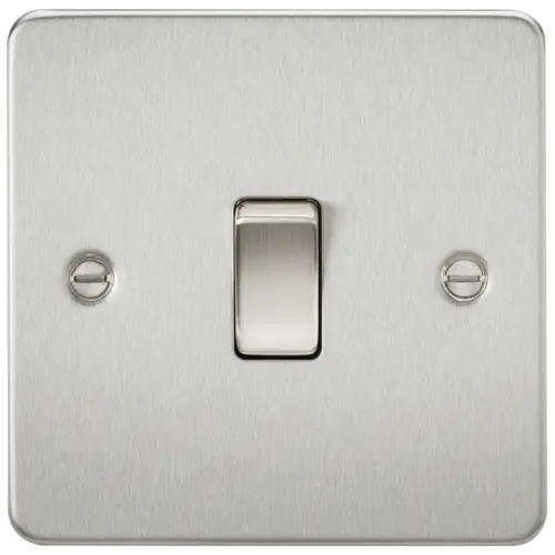 ML Flat Plate 20A 1 Gang Double Pole Switch - Brushed Chrome ML Knightsbridge