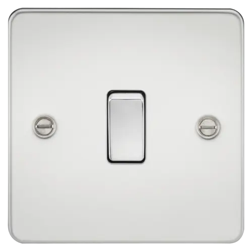 ML Flat Plate 20A 1 Gang DP switch - Polished Chrome ML Knightsbridge