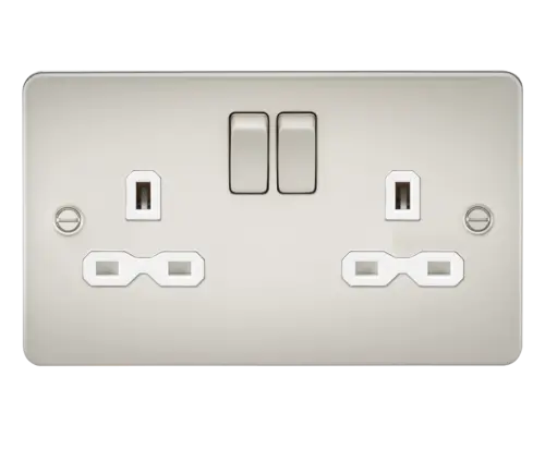 ML 2 Gang Double Pole Switched Double Socket - Pearl with White Insert ML Knightsbridge