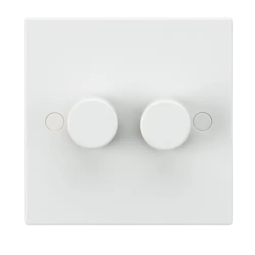 ML Square Edge 2 Gang 40-400W Dimmer in White ML Knightsbridge