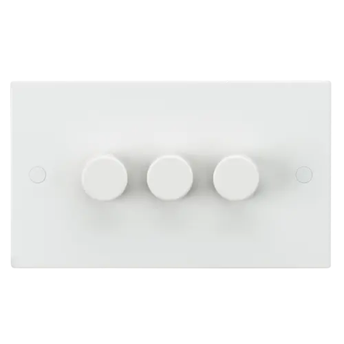 ML Square Edge 3 Gang 40-400W Dimmer in White ML Knightsbridge
