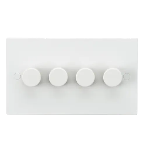 ML Square Edge 4 Gang 40-400W Dimmer in White ML Knightsbridge