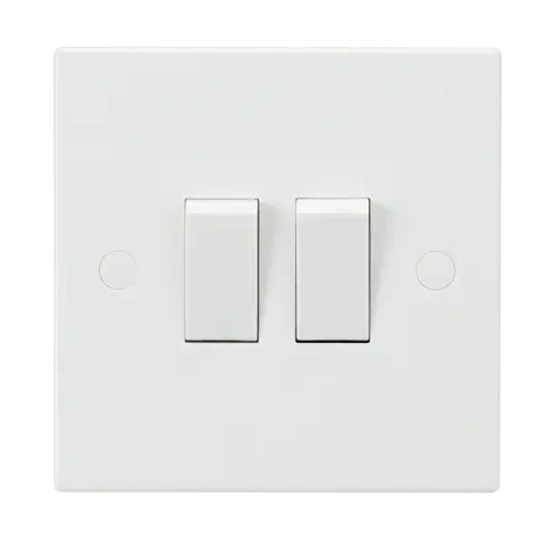 ML Square Edge 10AX 2 Gang 2-Way Switch in White ML Knightsbridge