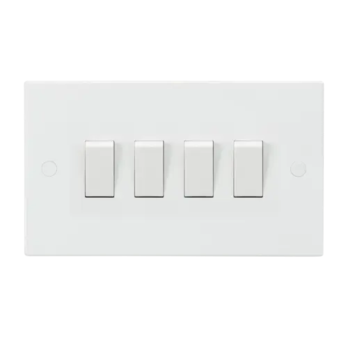 ML Square Edge 10AX 4 Gang 2-Way Switch in White ML Knightsbridge