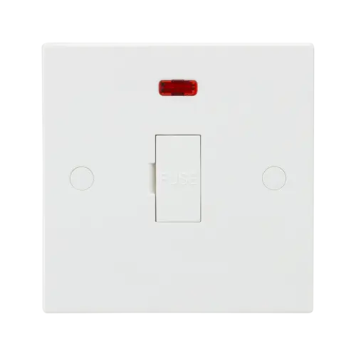 ML Square Edge 13A Unswitched Fused Spur Unit with Neon in White ML Knightsbridge