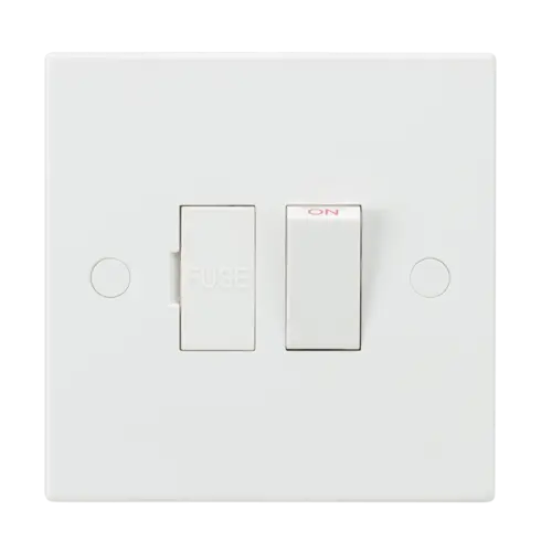 ML Square Edge 13A Switched Fused Spur Unit in White ML Knightsbridge