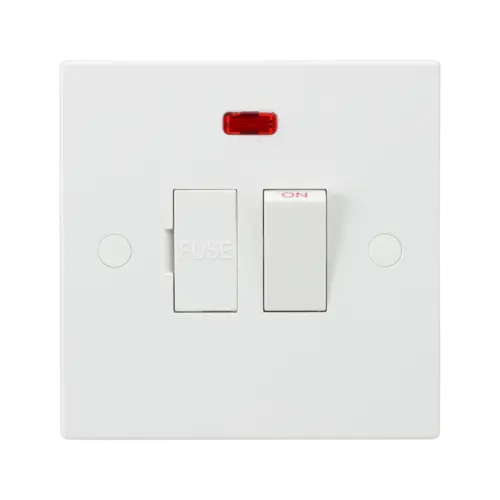 ML Square Edge 13A Switched Fused Spur Unit with Neon in White ML Knightsbridge