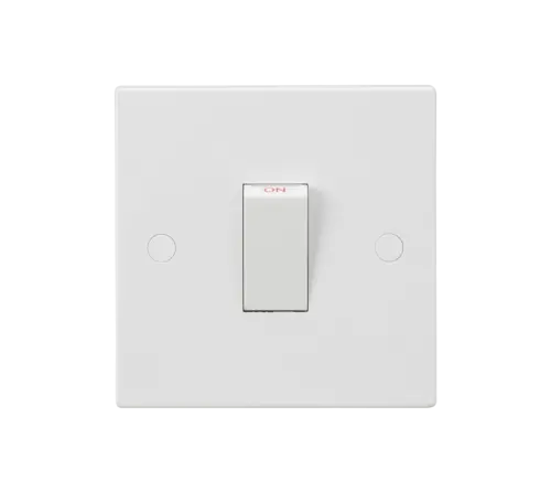 ML Square Edge 45A 1 Gang Double Pole Switch (White Rocker) ML Knightsbridge