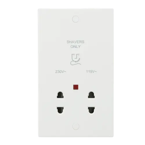 ML Square Edge Dual Voltage Shaver Socket with Neon in White ML Knightsbridge