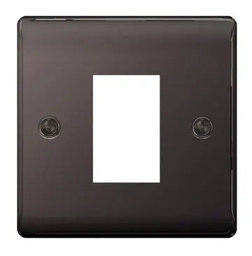 BG Nexus Metal 1 Gang Euro Module Front Plate in Black Nickel - NBNEMS1-01 BG (British General)