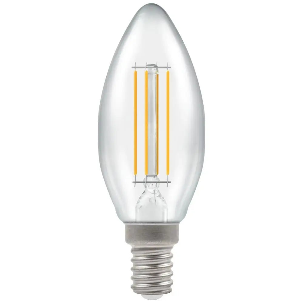 Crompton 5 Watt E14 LED Candle Bulb (Clear Filament Dimmable) in Warm White Crompton