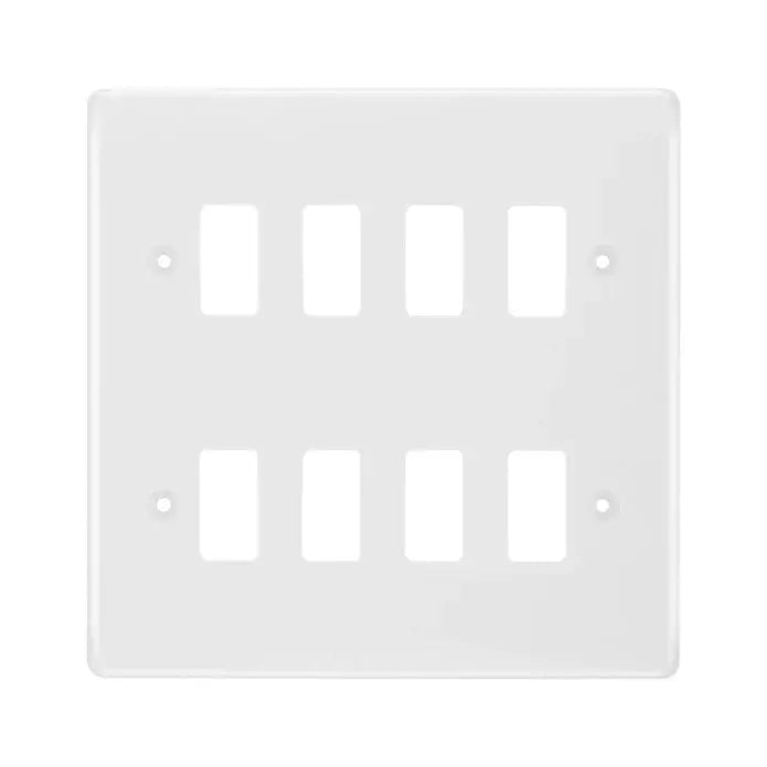 BG R88 White 8 Gang Front Cover Plate