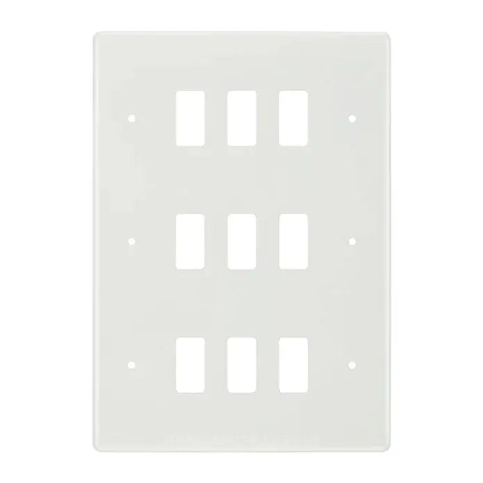 BG R89 White 9 Gang Front Cover Plate