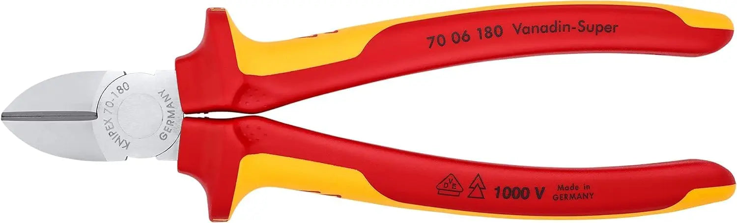 Knipex 70 06 180  Diagonal Cutter Insulated with Multi-Component Grips VDE-Tested Chrome-Plated 180mm Knipex