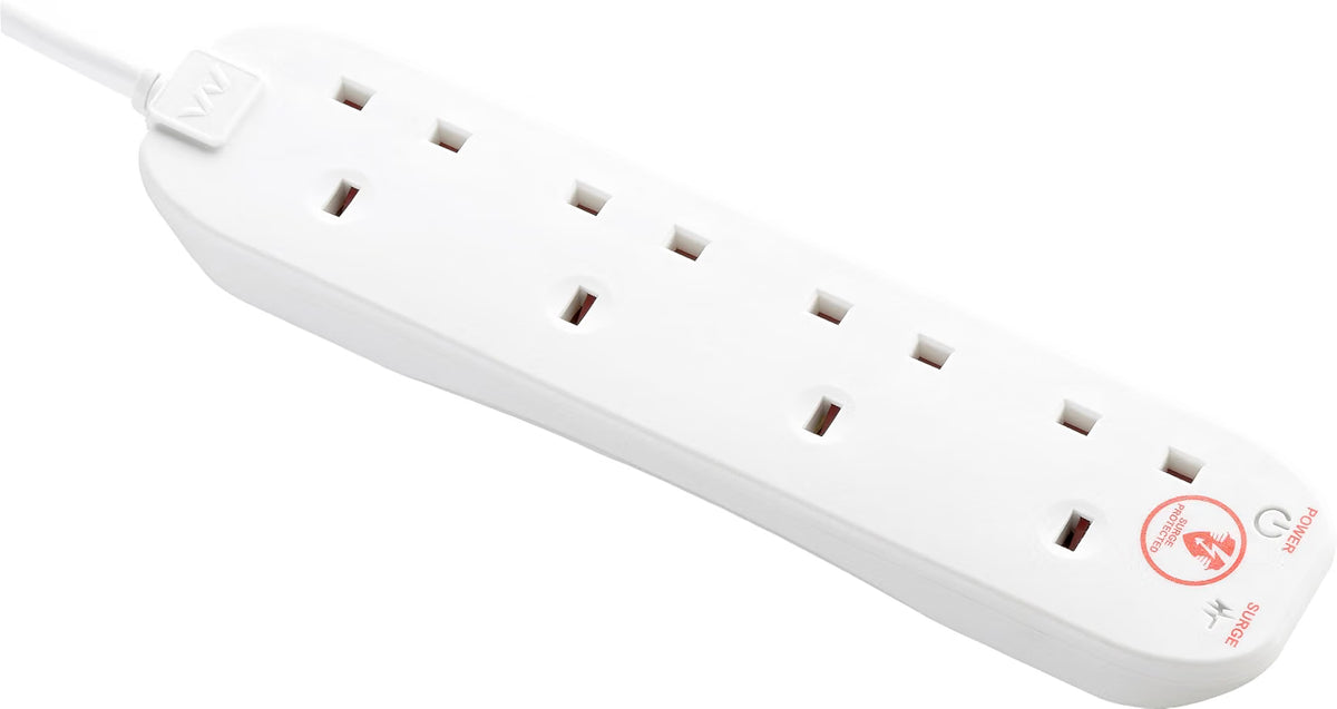Masterplug SRG4210N Four-Socket Surge Extension Lead 2m White 13A