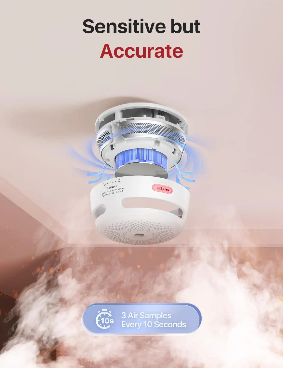 X-Sense Mini Smoke Alarm for Home, 10-Year Battery Smoke Detector with LED Indicator & Silence Button XS01 X-Sense