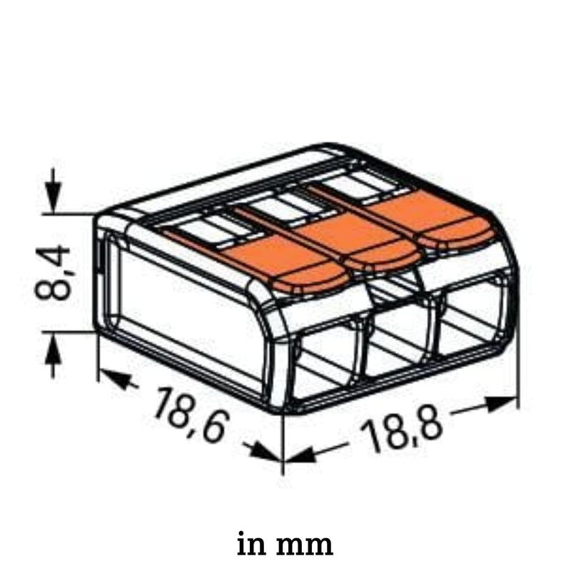 Wago 221-413 Compact Splicing Connector 3x4mm Slim Lever Cable Splicing  (50 Box)
