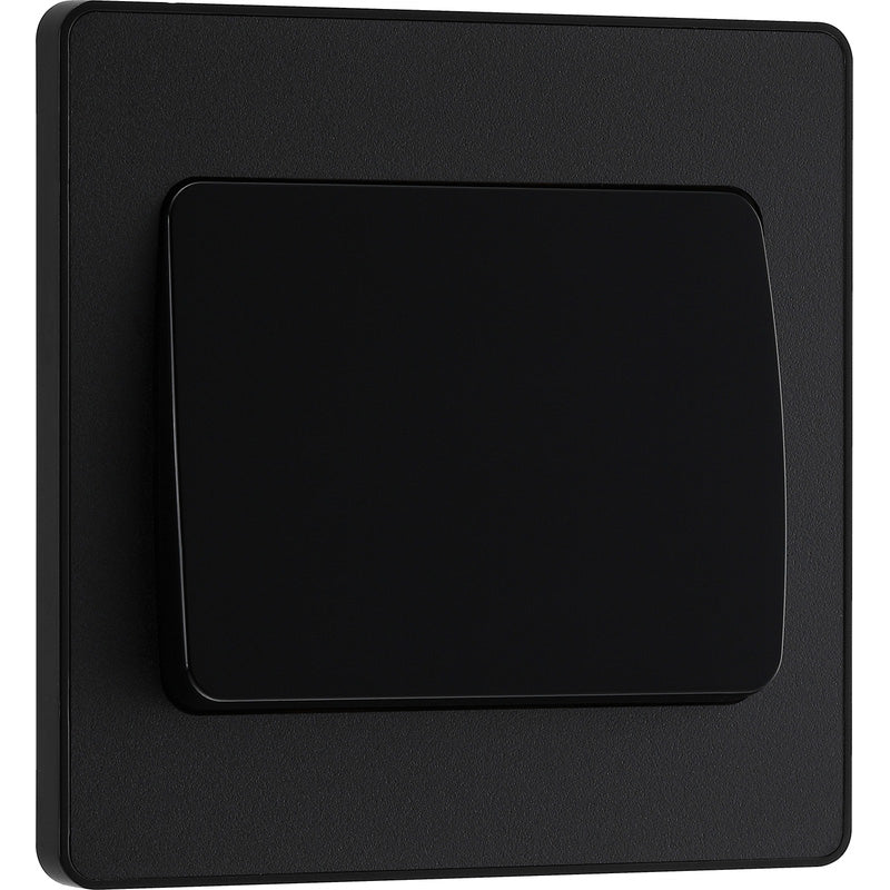 BG Evolve Matt Black Screwless Single Light Switch (Wide) PCDMB12WB