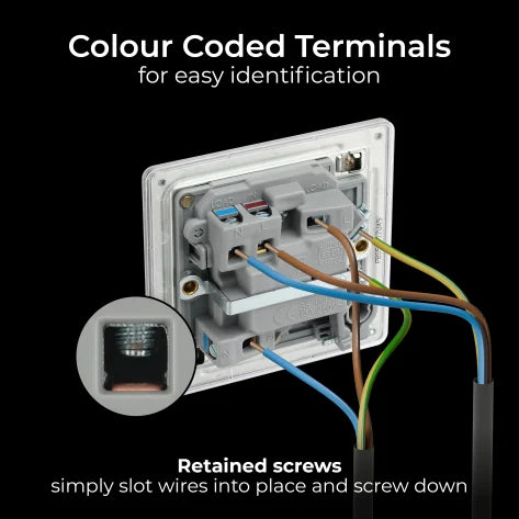 BG Nexus Screwless Flat Plate Brushed Steel Switched Fused Spur with Neon and Cable Entry FBS53 13Amp