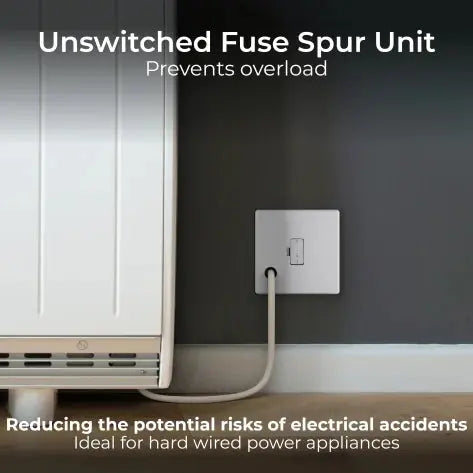 BG Electrical Unswitched Fused Spur Connection Unit with Flex Outlet, Double Pole, Screwless Front Plate, Brushed Steel, 13A, FBS55 BG Nexus