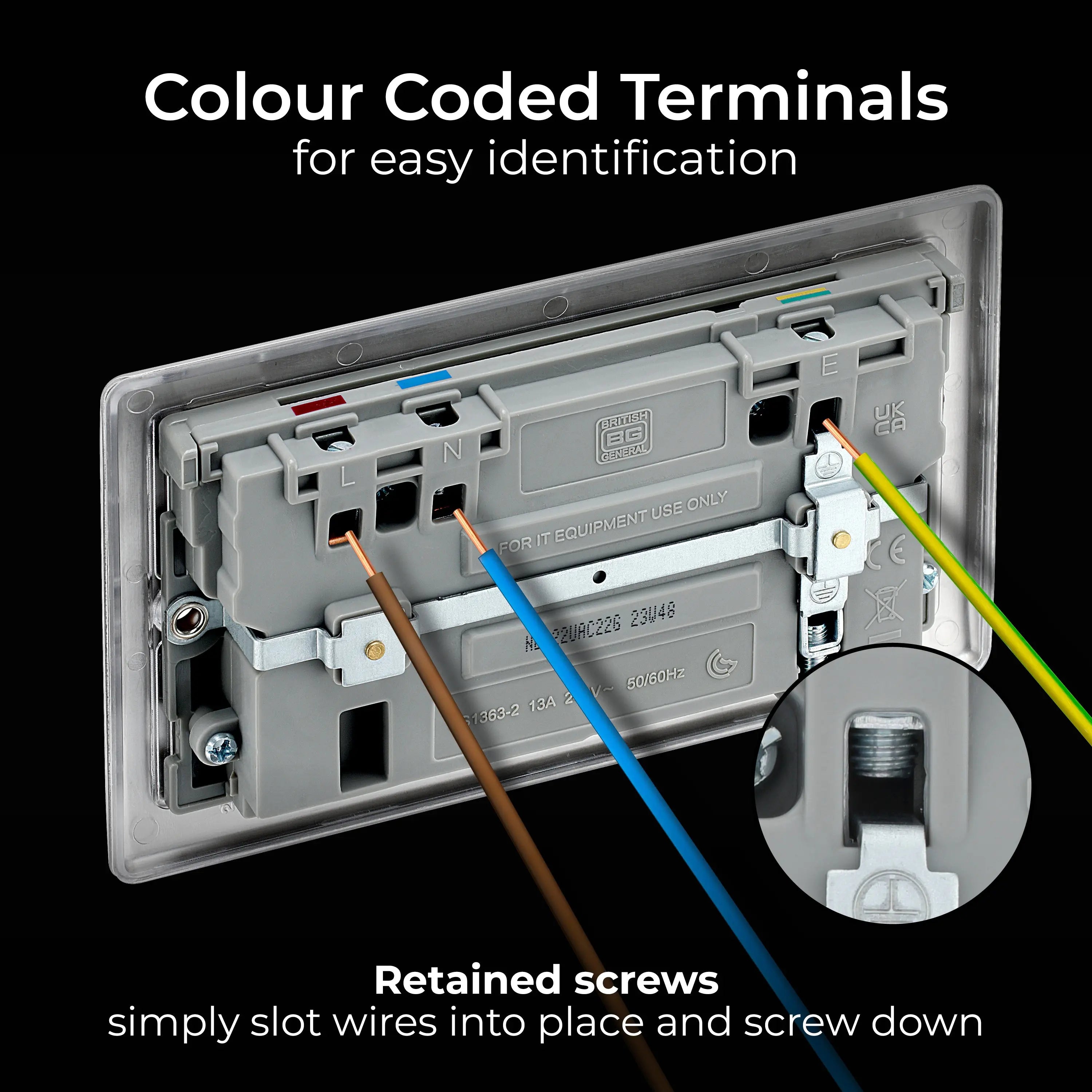BG Nexus NBS22UAC22G Brushed Steel Double Socket with USB 22W Type A & Type C USB BG Nexus