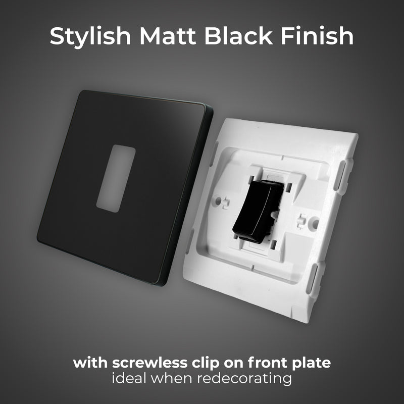 BG Evolve Matt Black Screwless Single Light Switch - PCDMB12B