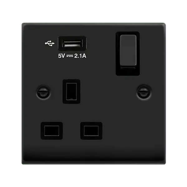 Click Deco Matt Black VPMB 1G SKT USB 2.1A DECO with Black Insert – VPMB571UBK