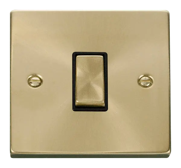 Click Scolmore Click Deco Satin Brass 1 Gang 2 Way Switch with Black Insert - VPSB411BK