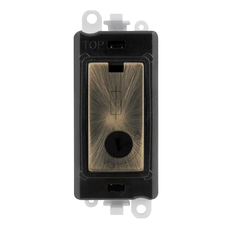 Click GridPro 13A Fused Lockable Module - Black - Antique Brass – GM2047-LBKAB