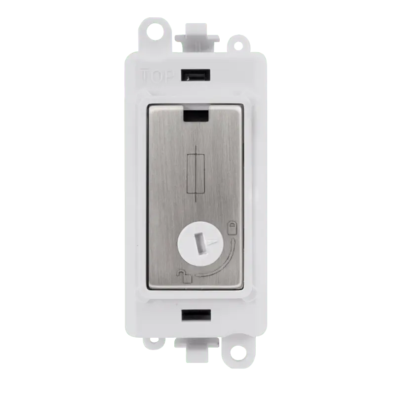 Click GridPro 13A Fused Lockable Module - White - Stainless Steel – GM2047-LPWSS